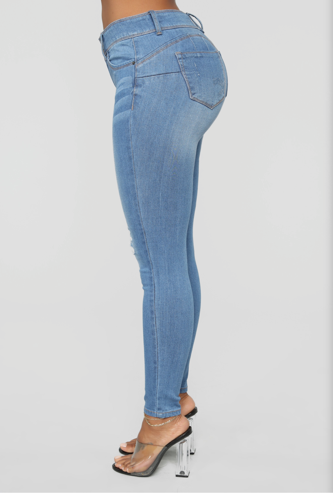 Jean Skinny Desgastado de Tiro Alto
