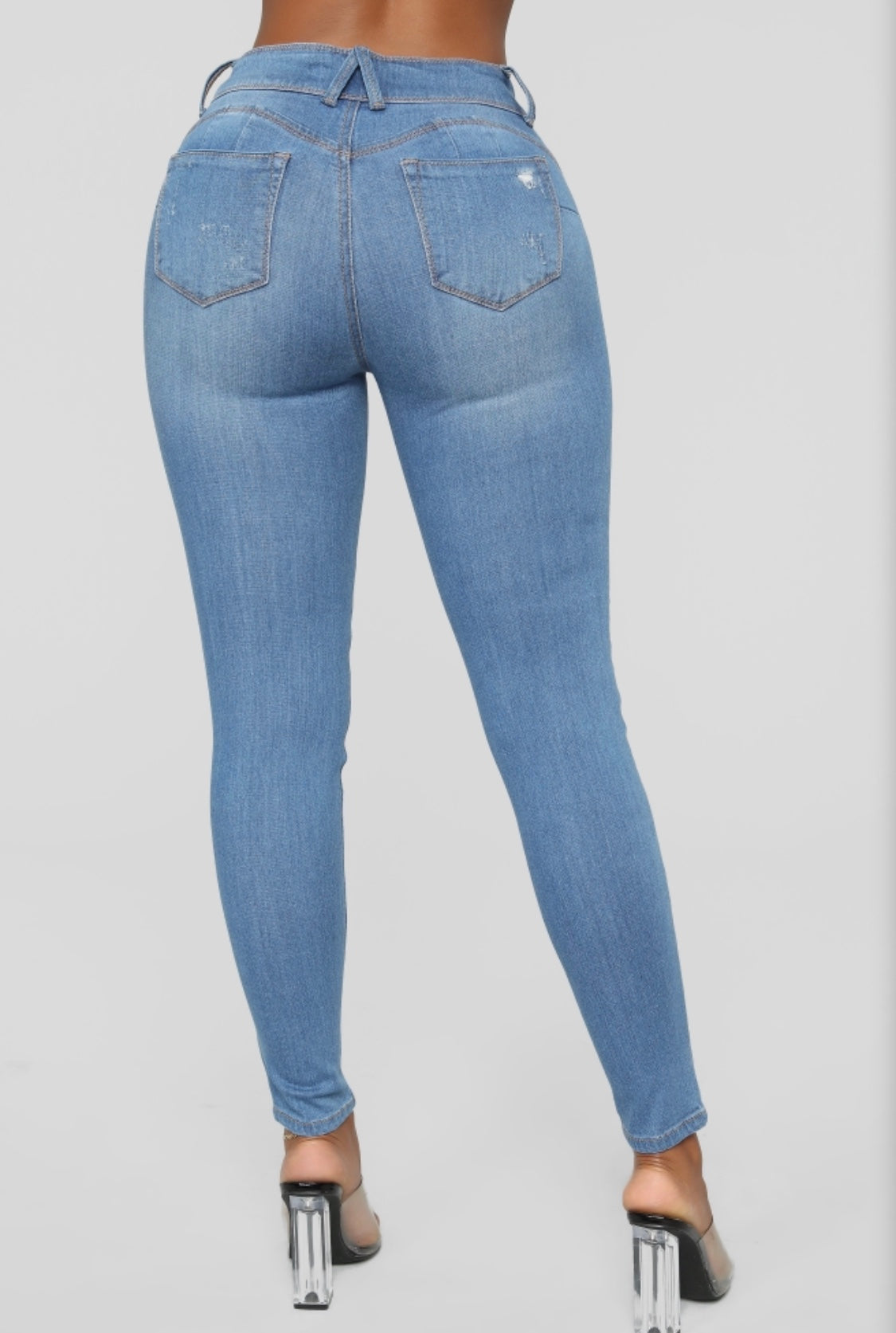 Jean Skinny Desgastado de Tiro Alto