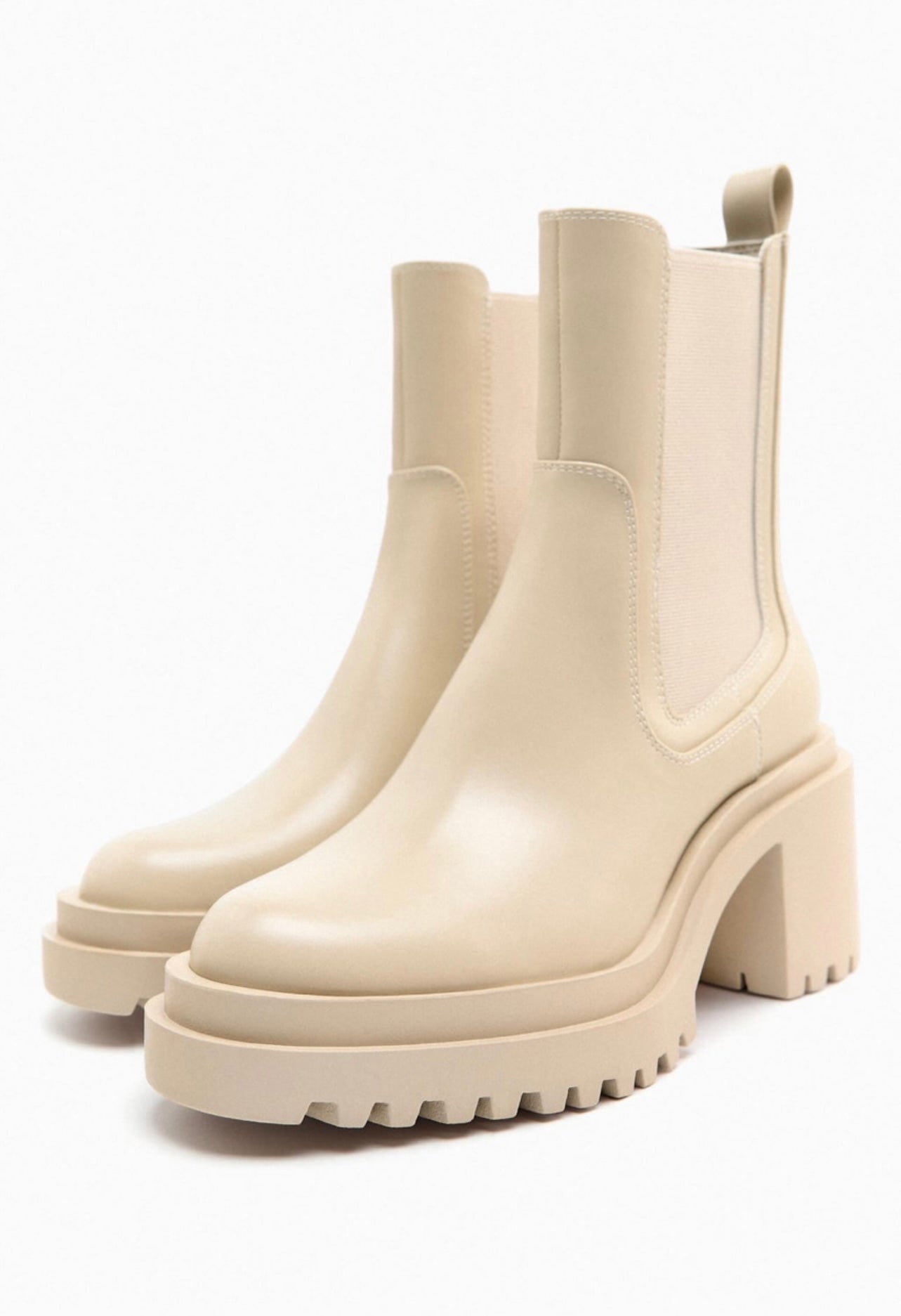 Botines Chunky Beige con Suela Track
