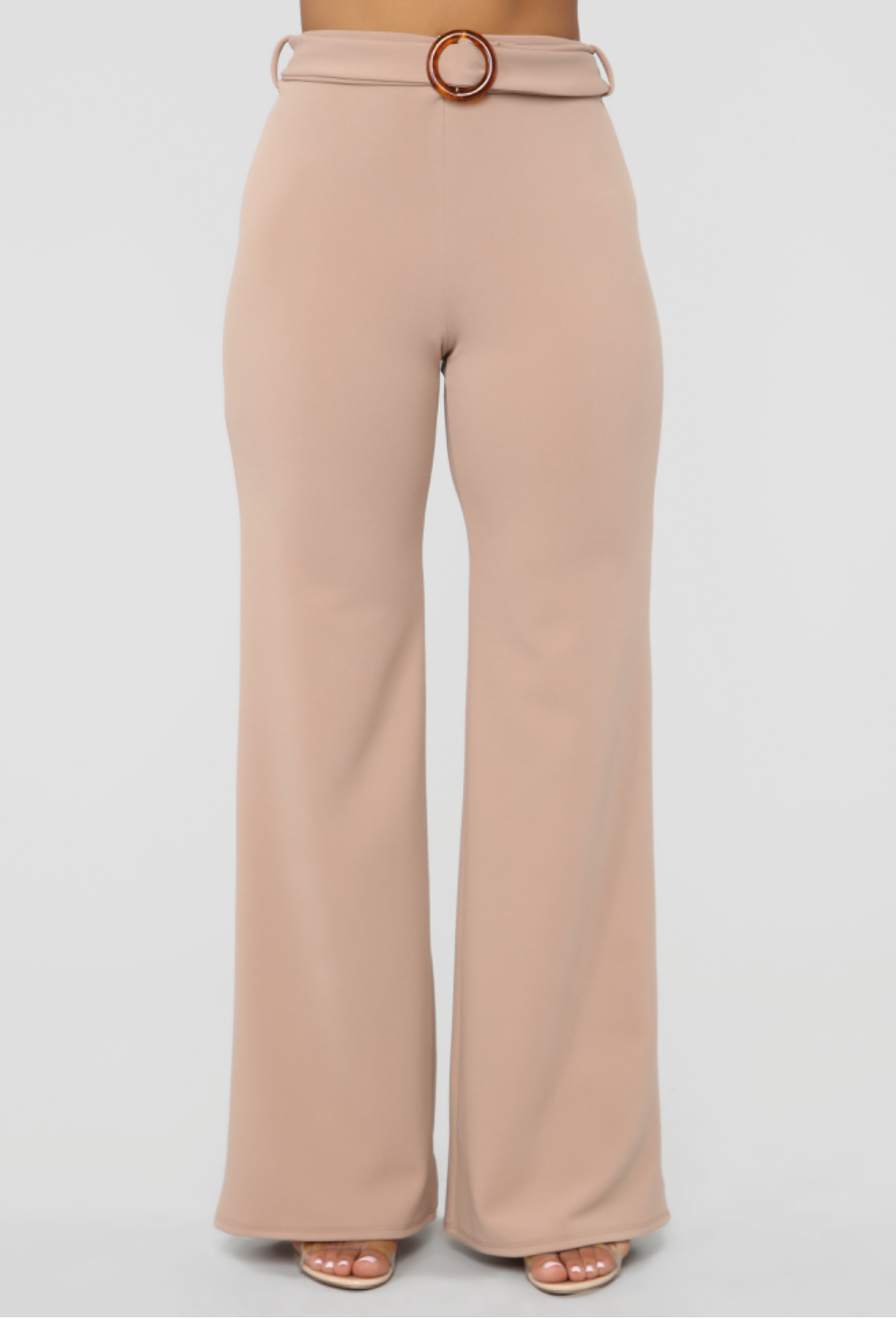 Pantalón palazzo nude con cinturón
