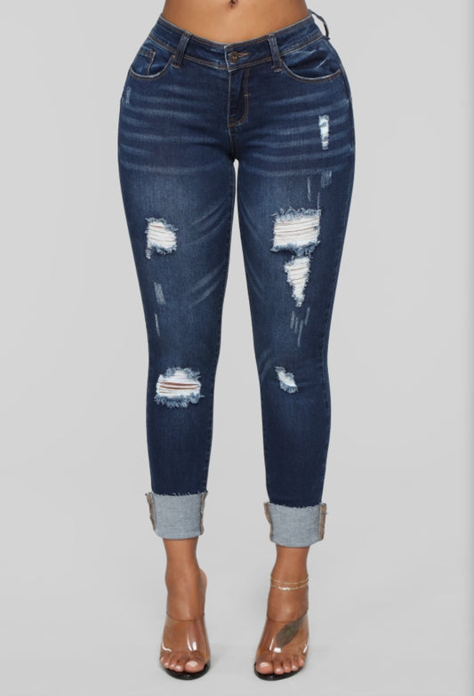 Jeans Skinny Rasgado Doblado