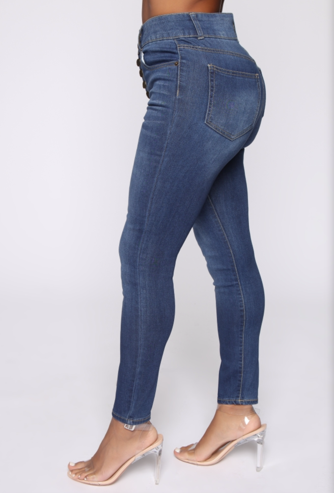 Jeans Skinny Realce con Botonadura