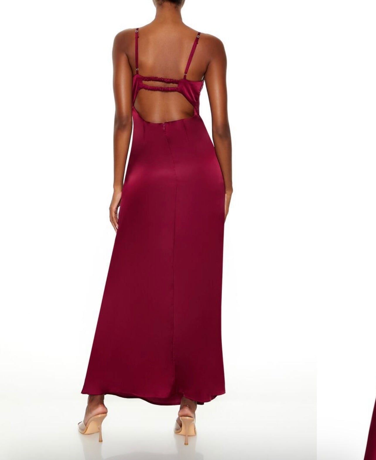 Vestido Satin Long Wine
