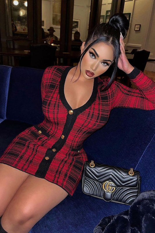 Vestido Blazer Tartan Red