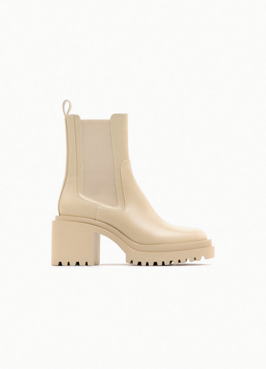 Botines Chunky Beige con Suela Track