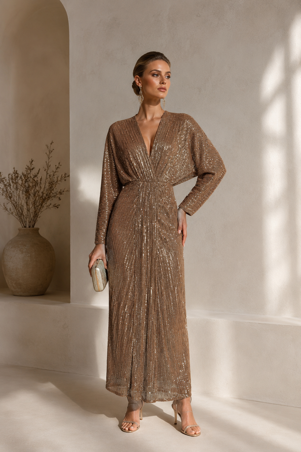 Vestido Gala Lentejuelas Champagne