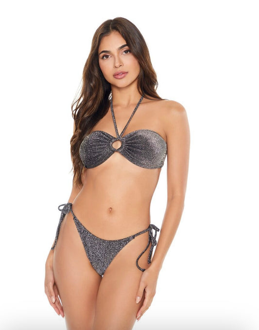 Bikini halter con estampado metálico