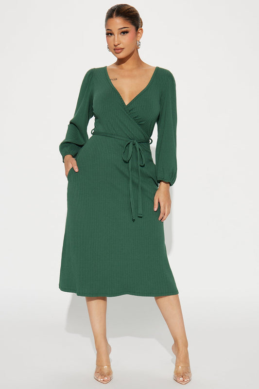 Vestido midi cruzado verde