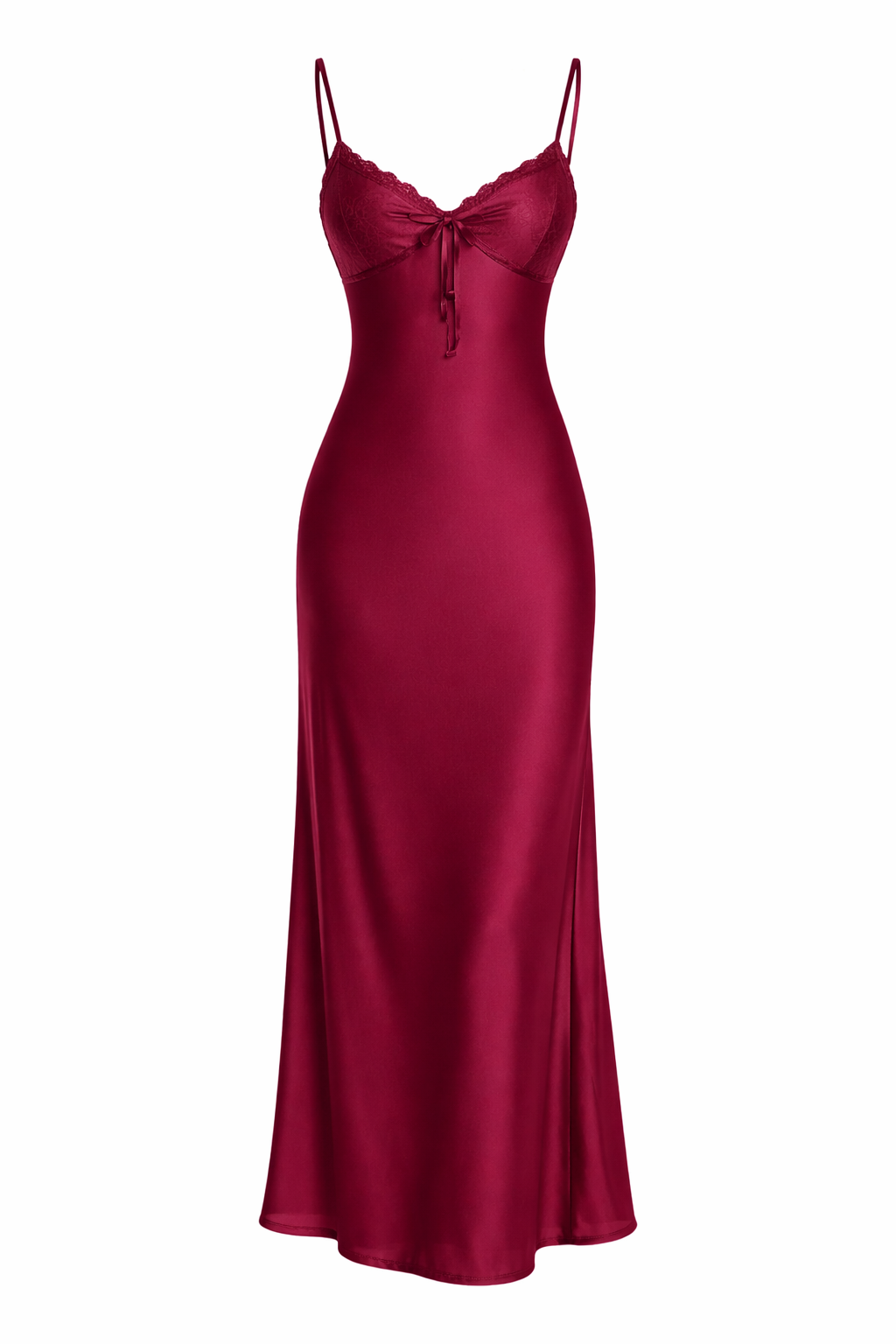 Vestido Satin Long Wine