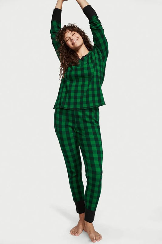 Pijama Femenina de Franela a Cuadros