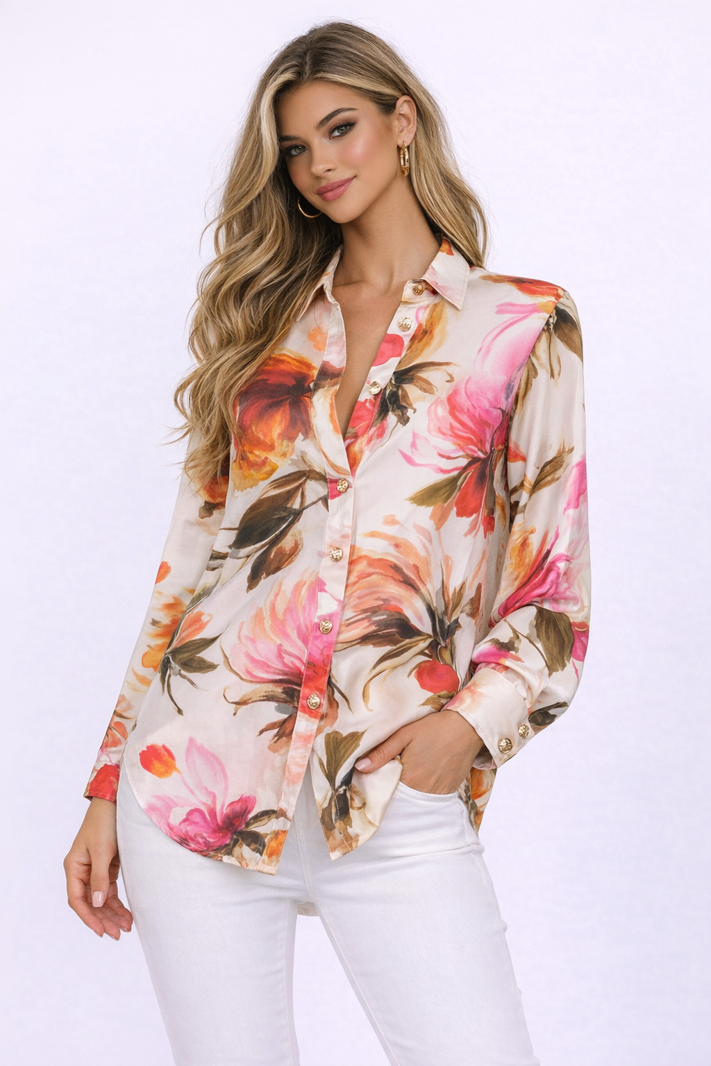 Blusa Floral Satinada Aura